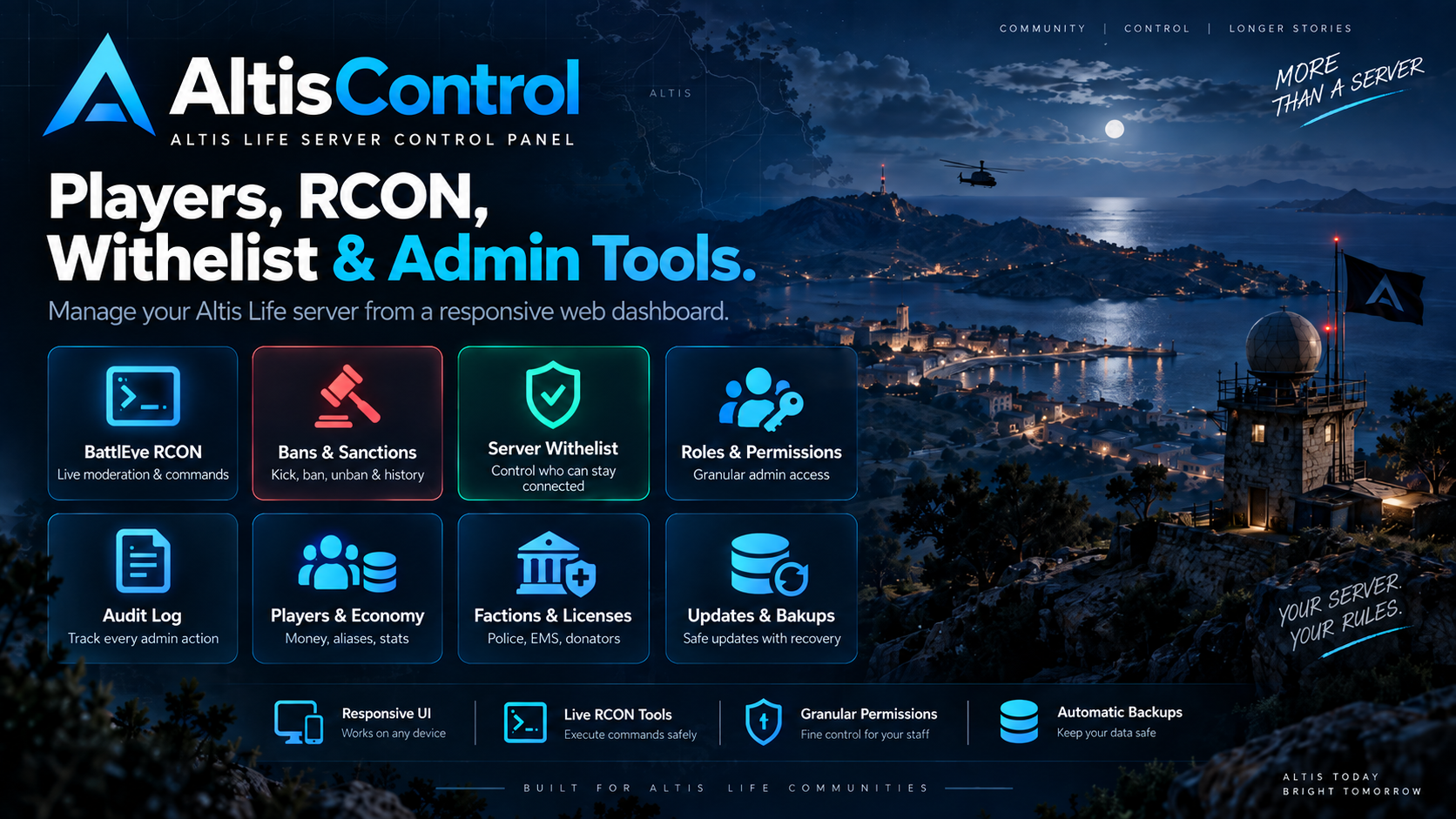 AltisControl - Advanced Altis Life Admin Panel & RCON Manager